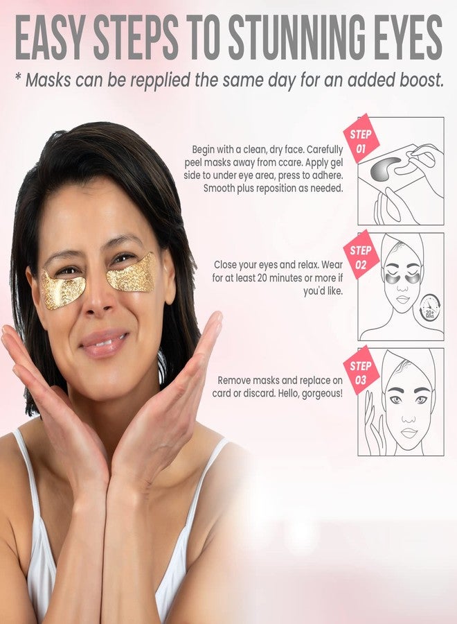 MISS SPA Under Eye Patches Brightening De-Puffing Eye Masks with Caffeine B3 Vitamins, Hydrating Eye Masks for Wrinkles Fine Lines Gold Under Eye Patches Skin Care, Dermatologist Tested (4 pairs) - Image 5